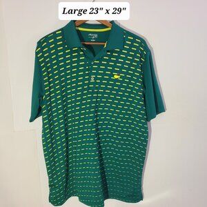 Masters Tech Men's Green Yellow Embroidered Logo Large Golf Polo EUC